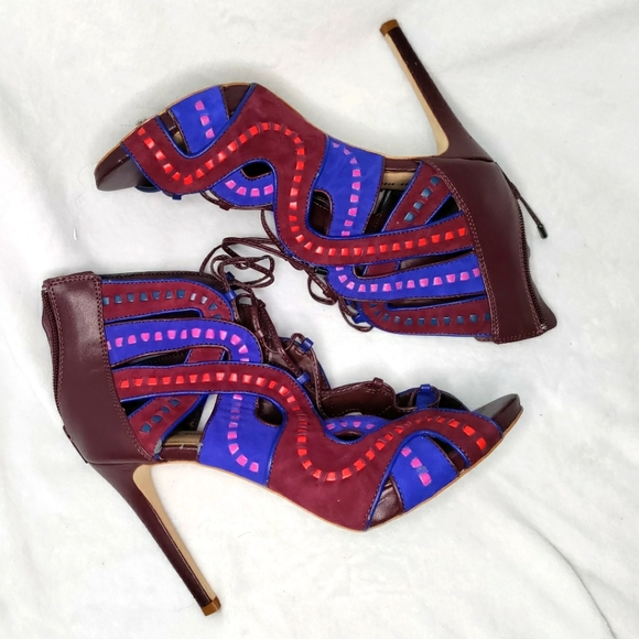 Gianni Bini Shoes - GIANNI BINI | burgundy lace up stilettos peep toe